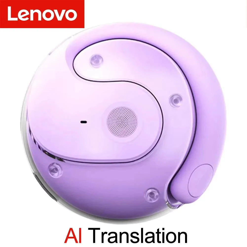 Lenovo Wireless Bluetooth AI Real-time Language Translation Earphones 144 Languages Ear Hanging Headphone Translator For Busine