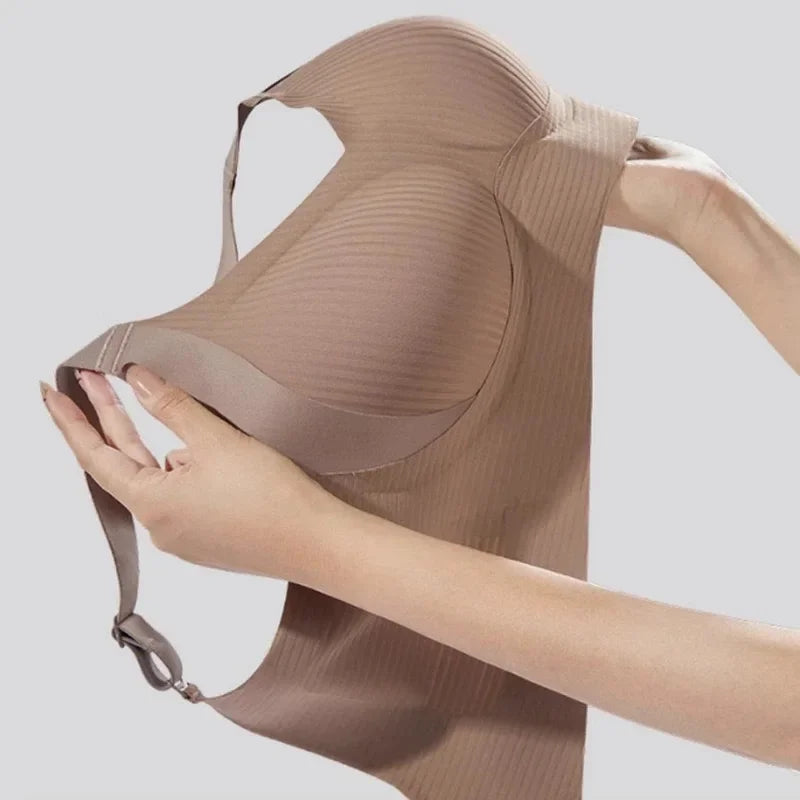 Women Widened Lifting Non Slip Shoulder Strap Bra Simple and Casual No Trace Beautiful Back Full Cup Size Adjustable Underwear
