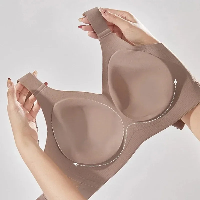 Women Widened Lifting Non Slip Shoulder Strap Bra Simple and Casual No Trace Beautiful Back Full Cup Size Adjustable Underwear