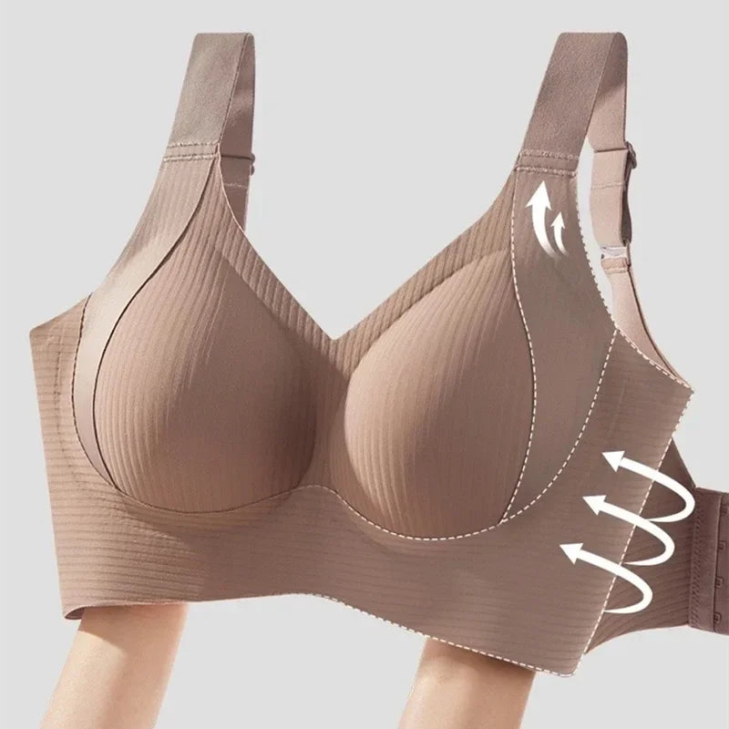 Women Widened Lifting Non Slip Shoulder Strap Bra Simple and Casual No Trace Beautiful Back Full Cup Size Adjustable Underwear