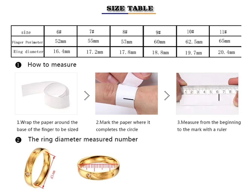 Stainless Steel Ring for Women Inlaid Zircon Rings Waterproof Romantic Fashion Jewelry